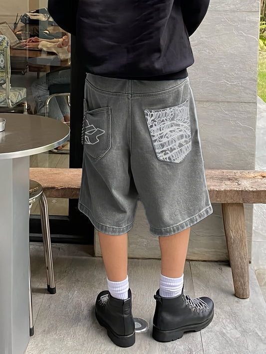 Lässige Bermuda-Denim-Shorts – Lockere Passform mit Stilvollen Blumenstickereien