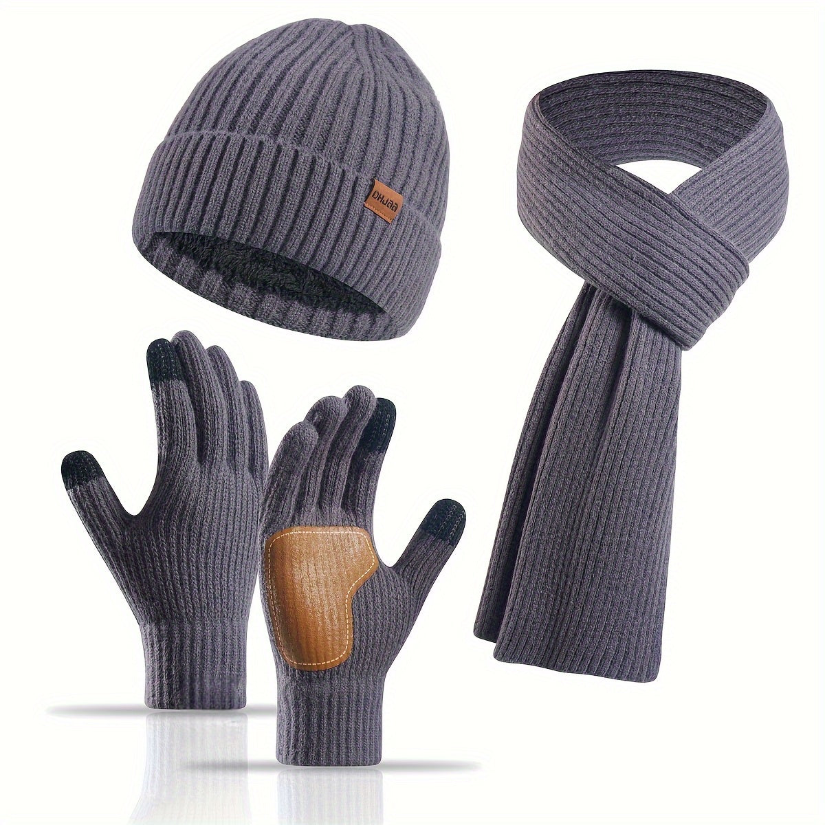 Fröhliches Winterset – Mütze, Schal und Handschuhe für Paare