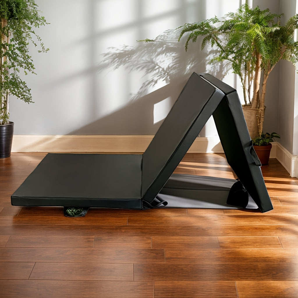 Tragbare Dreifach-Yogamatte mit dicker Polsterung, rutschfester PU-Oberfläche und Griff