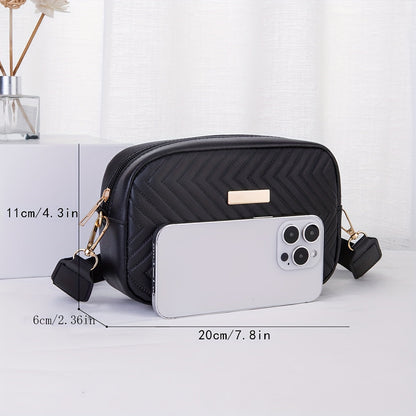 Elegante Leichtgewicht Damenhandtasche – Gestreift und Gepolstert mit Goldener Hardware