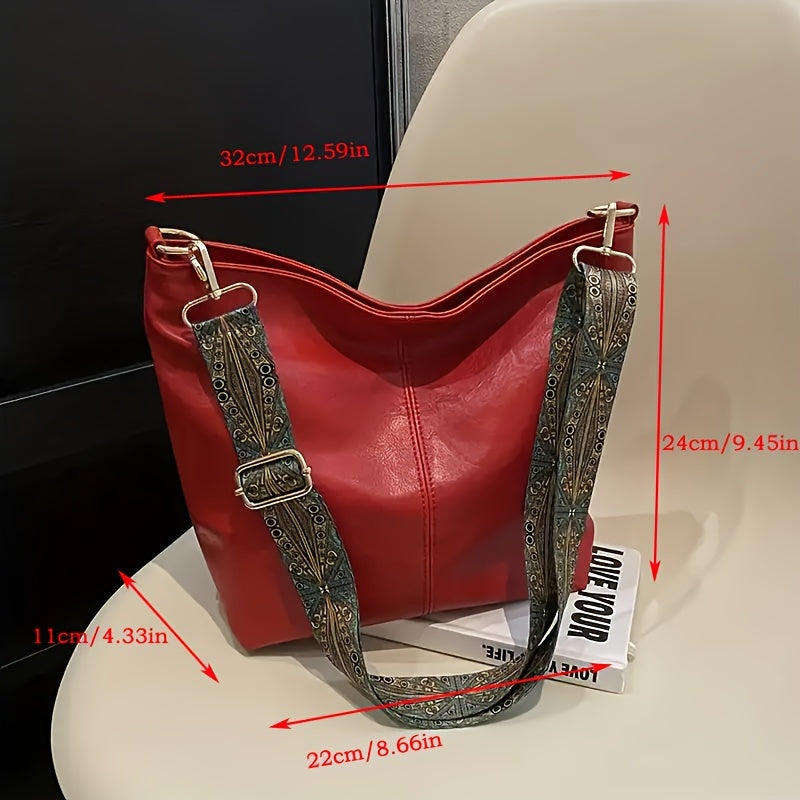 Breite Geometrische Tasche – Große Kapazität Crossbody mit Retro-Vibe