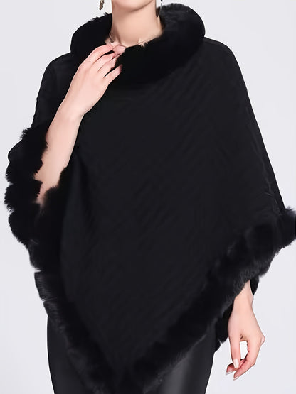 Luxus Dicke Strickrollkragen für Damen - Mit Fake-Overlock und Chic Pullover Cape für den Winter