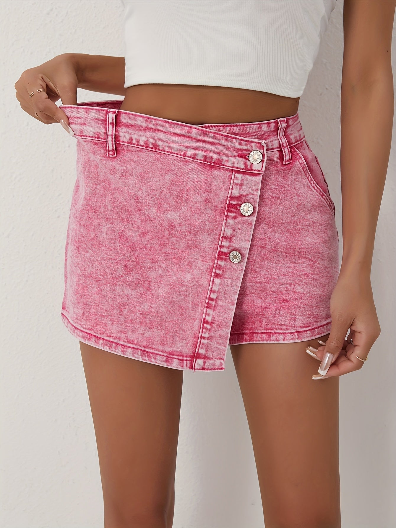 Stretch-Denim-Skort für Damen – Slim Fit und Asymmetrisch