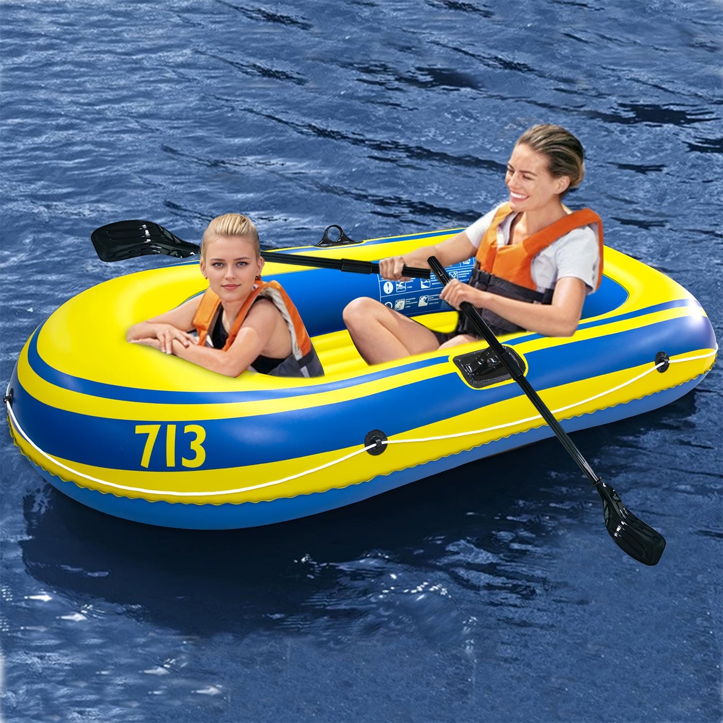 Aufblasbares Angelboot-Set – Leichtes 2-Personen PVC-Boot mit Paddeln