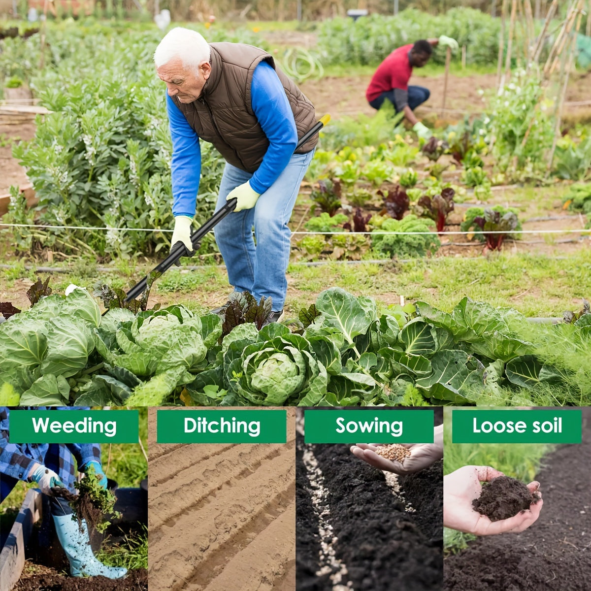 Edelstahl Ergonomisches Gartenwerkzeug mit Dreieckigem Kopf – Zum Unkrautjäten und Bodenbearbeitung