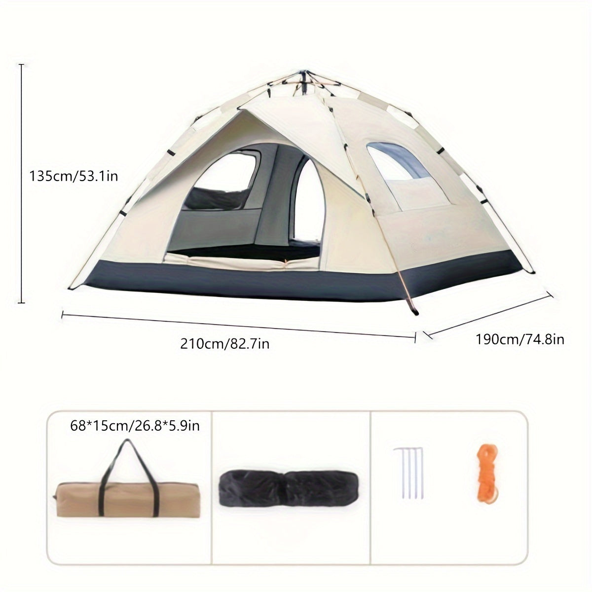 QuickCamp Zelt - Schnell aufzubauendes Zelt mit UV-Schutz für 4 Personen