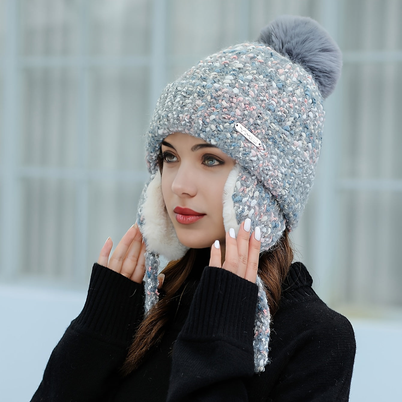 Olivia Warme Wintermütze – Strickmütze mit Fleece und Ohrenklappen
