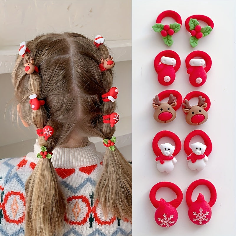 Festliches Weihnachts-Haarband Set für Kinder – 10 Stück für Märchenhafte Stylings