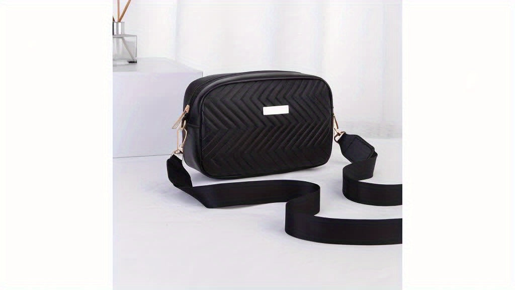 Elegante Leichtgewicht Damenhandtasche – Gestreift und Gepolstert mit Goldener Hardware