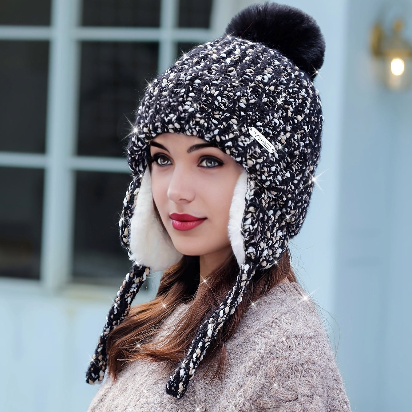 Olivia Warme Wintermütze – Strickmütze mit Fleece und Ohrenklappen