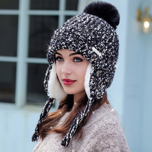 Olivia Warme Wintermütze – Strickmütze mit Fleece und Ohrenklappen
