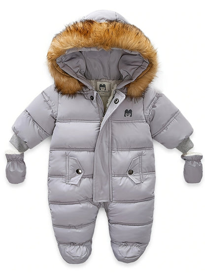 Snowy Baby Strampler – Warmer Winter-Overall mit Kapuze für draußen