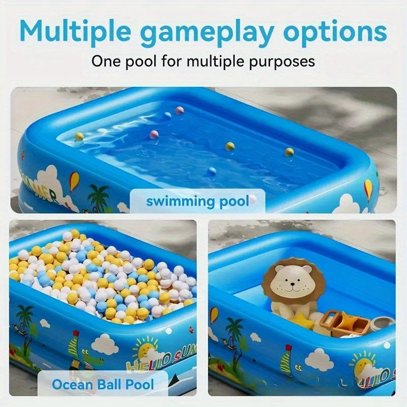 Ozean Splash Aufblasbares Kinderbecken – Dickes PVC für Spaß im Garten