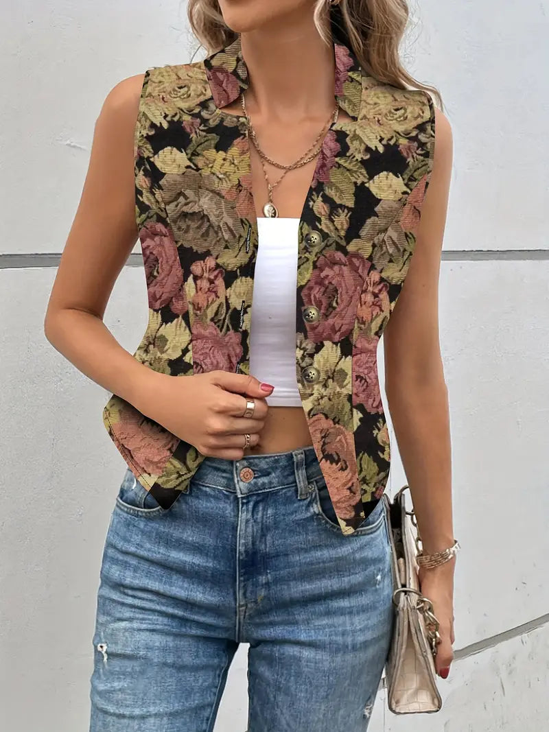 Elegantes Damen-Gilet mit floralem Muster