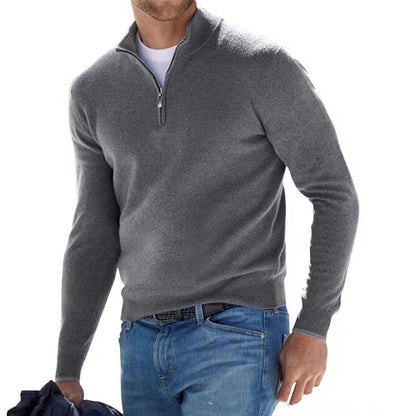 Klassischer Zip-Up Strickpullover – Bequeme Herren-Essential