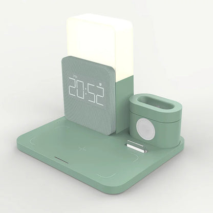 Multi-Funktions-Wireless-Ladestation – Lampe und Wecker inklusive