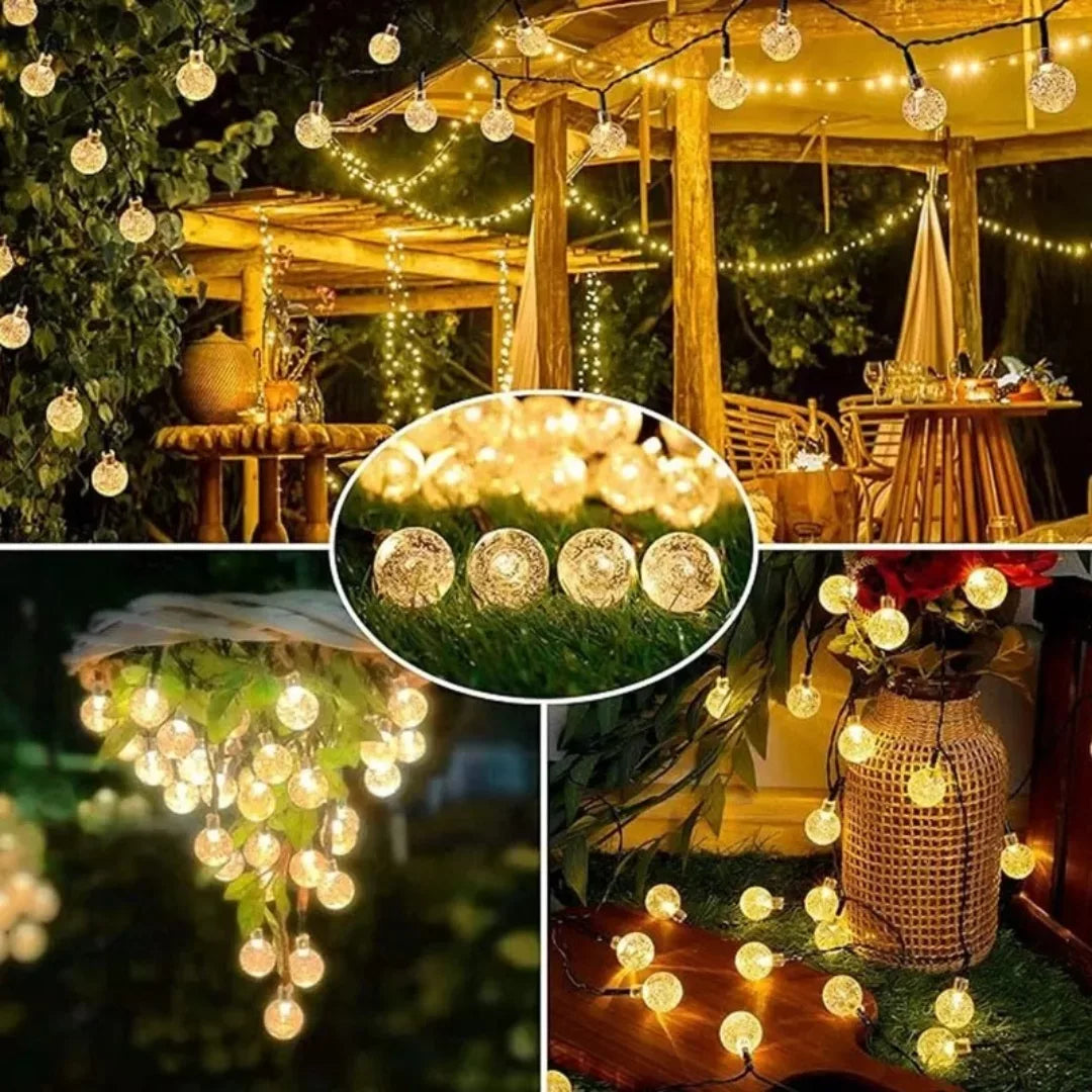Solar LED Lichterkette mit Kugeln – Warm und Gemütlich