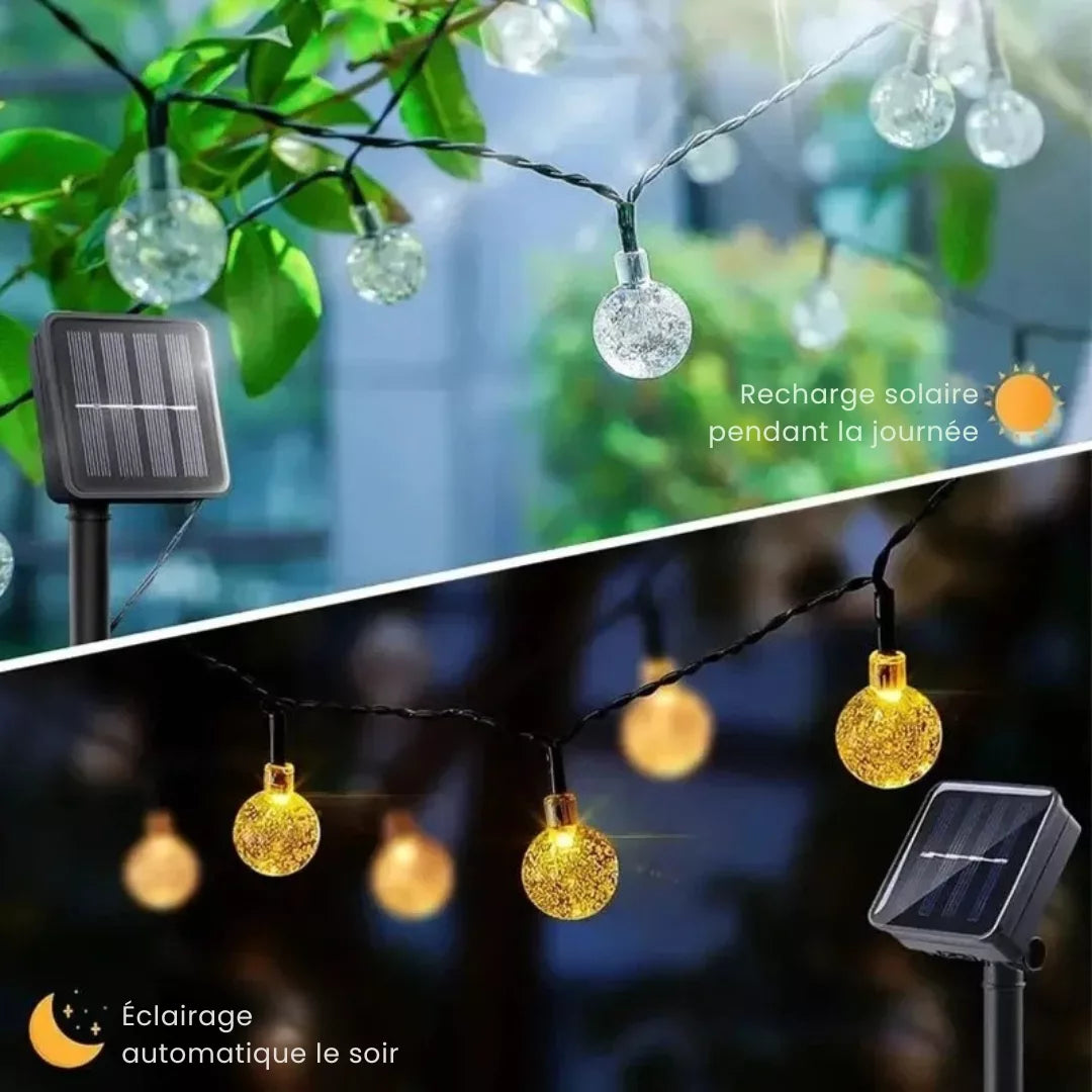 Solar LED Lichterkette mit Kugeln – Warm und Gemütlich
