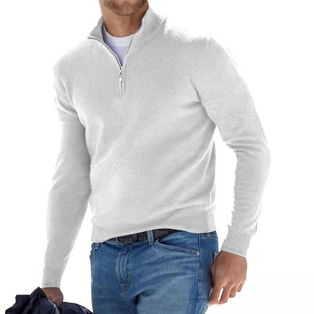 Klassischer Zip-Up Strickpullover – Bequeme Herren-Essential