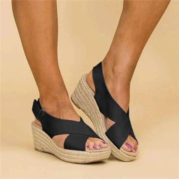 Chice Keil-Sandalen mit überkreuzten Riemen – Bequemer Sommerstil