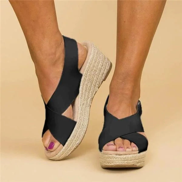 Chice Keil-Sandalen mit überkreuzten Riemen – Bequemer Sommerstil
