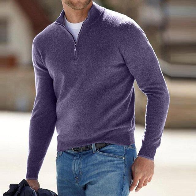 Klassischer Zip-Up Strickpullover – Bequeme Herren-Essential