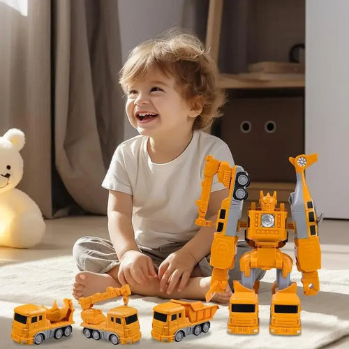 Baufahrzeug-Roboter-Set – 6-in-1 Spielset für kreatives Spielen und Abenteuer