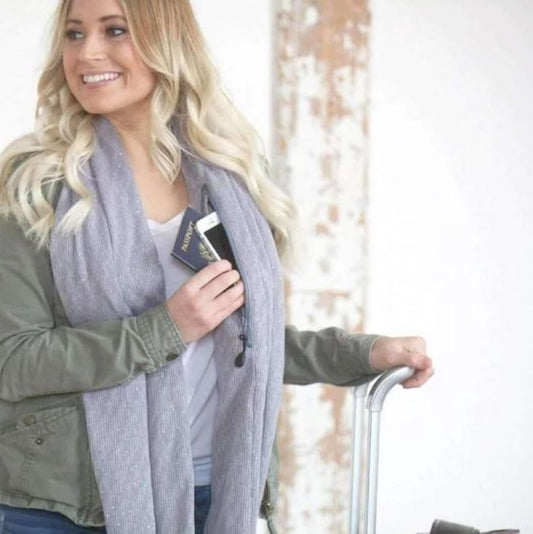Reissjaal mit Versteckter Tasche – Infinity Stil & Sicherheit in Einem