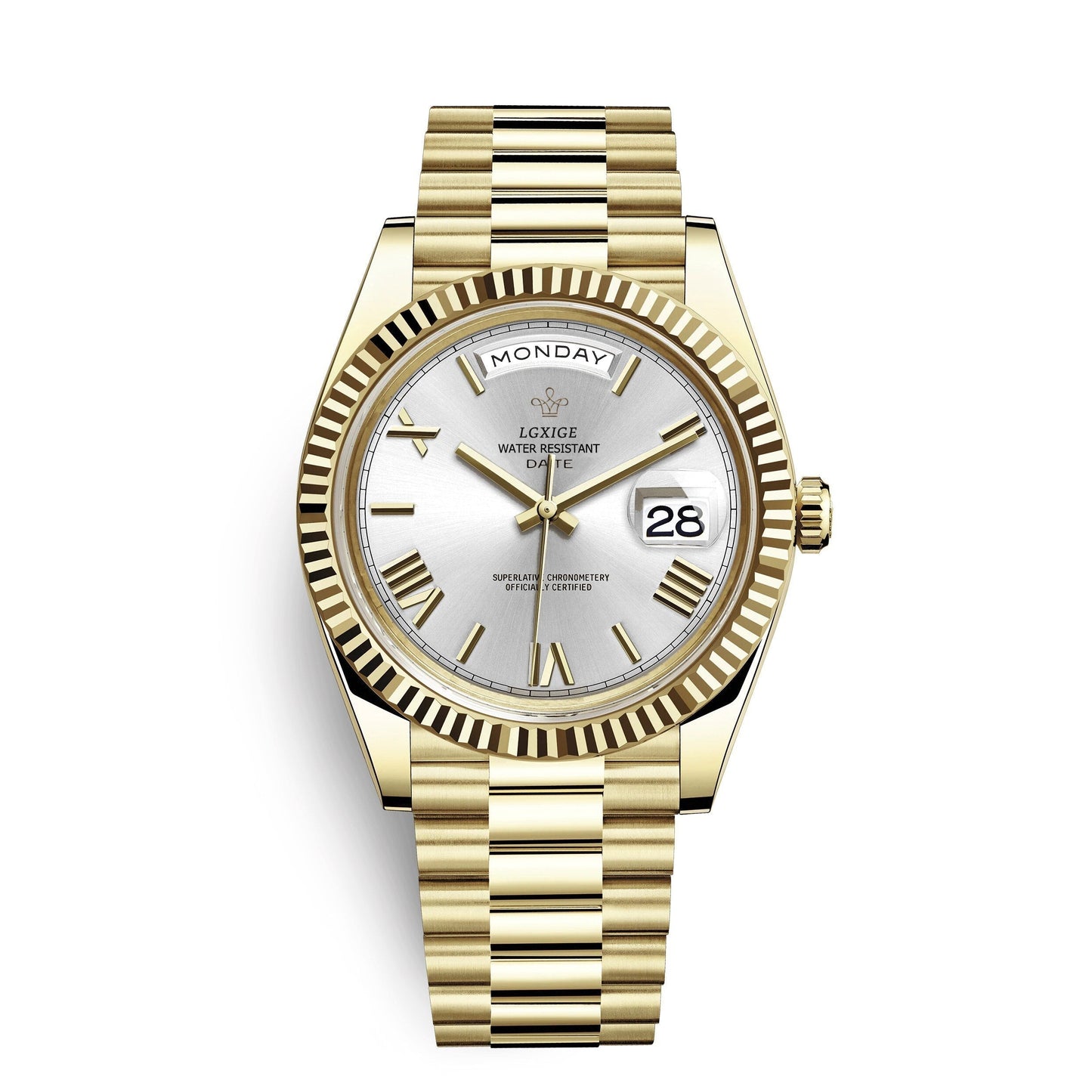 Automatische Herrenarmbanduhr mit Tages- und Datumsanzeige – Zeitlos und Elegant