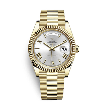 Automatische Herrenarmbanduhr mit Tages- und Datumsanzeige – Zeitlos und Elegant