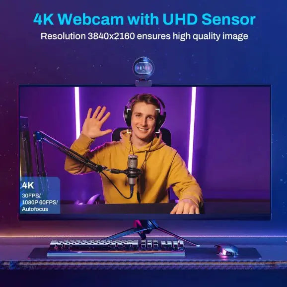 Kristallklare 4K HD Webcam – Professionelle Streaming-Qualität